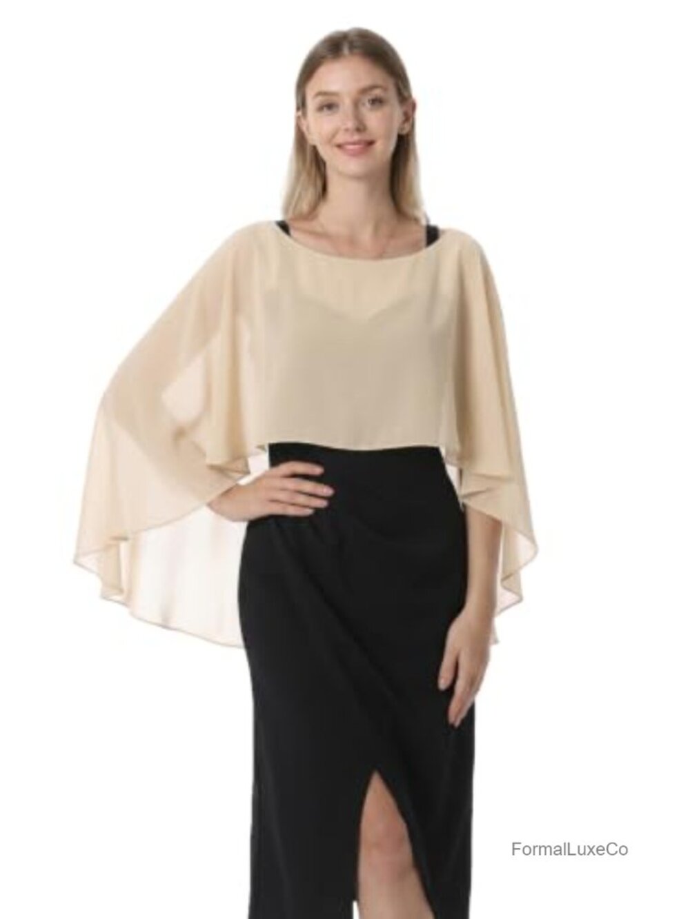 Sheer Chiffon Shawl Cape Capelet for Women Evening Dress Wrap
